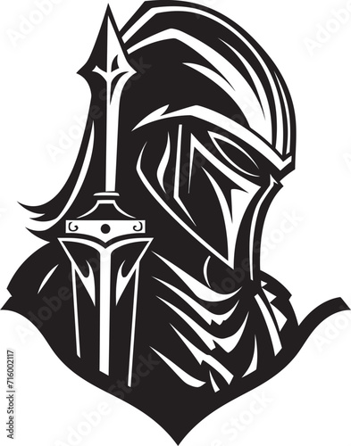 Tearful Tribute Vector Black Icon Design for Sad Knight Soldier Logo Lamenting Legionnaire Black Icon Design for Vector Sad Knight Soldier