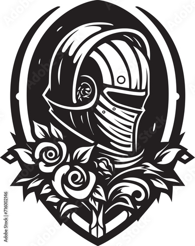 Regretful Sorrow Elegant Vector Sad Knight Soldier Emblem in Black Lamenting Legionnaire Vector Black Icon Design for Sad Knight Soldier