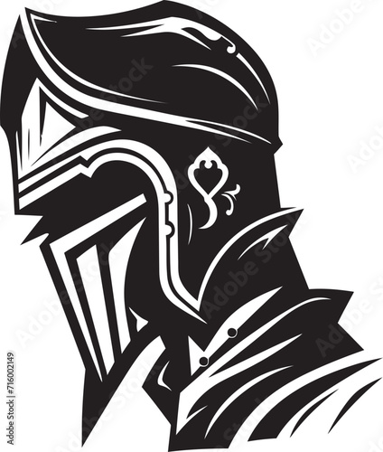 Lamenting Legionnaire Vector Black Icon Design for Sad Knight Soldier Brooding Guardian Black Icon Design for Vector Sad Knight Soldier Emblem