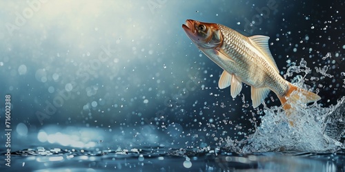 fish jumping out of water splashes Generative AI