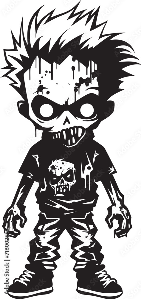Undead Little Ones Elegant Vector Design for Black Zombie Kid Haunting Offspring Vector Black Icon Design for Scary Zombie Kid Emblem
