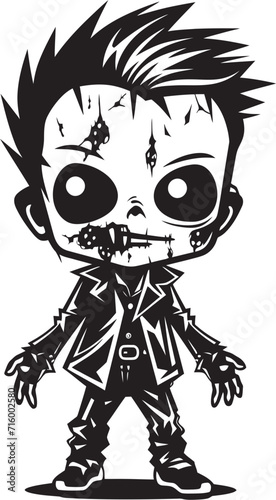 Undead Heirs Elegant Black Icon Design for Zombie Kid Logo in Vector Sinister Siblings Black Vector Zombie Kid Emblem