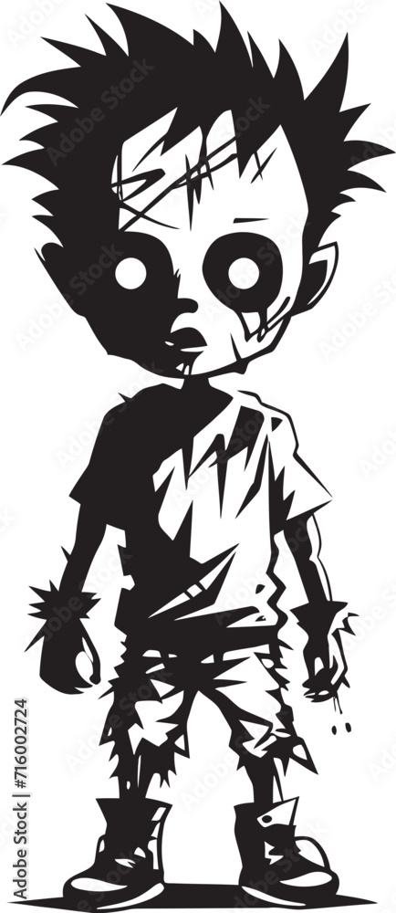 Fototapeta premium Dreadful Little Ones Vector Black Design for Scary Zombie Kid Macabre Minions Black Vector Icon Design for Scary Zombie Kid Logo
