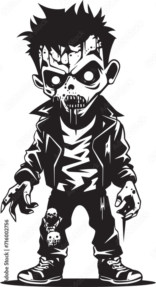 Creepy Child of the Undead Elegant Black Vector Zombie Kid Emblem Eerie Offspring Vector Black Icon Design for Scary Zombie Kid Logo Creepy Child of the Undead Elegant Black Vector Zombie Kid Emblem Eerie Offspring Vector Black Icon Design for Scary Zombie Kid Logo