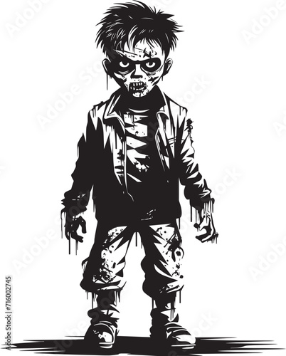 Sinister Little Screamers Black Icon Design for Vector Scary Zombie Kid Undead Youth Vector Black Icon Design for Scary Zombie Kid Logo