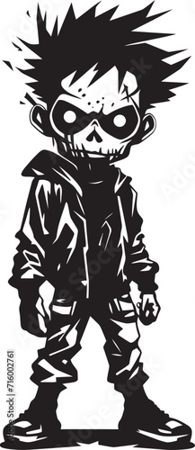 Undead Youth Vector Black Icon Design for Scary Zombie Kid Logo Terrifying Tots Black Icon Design for Scary Zombie Kid Logo in Vector