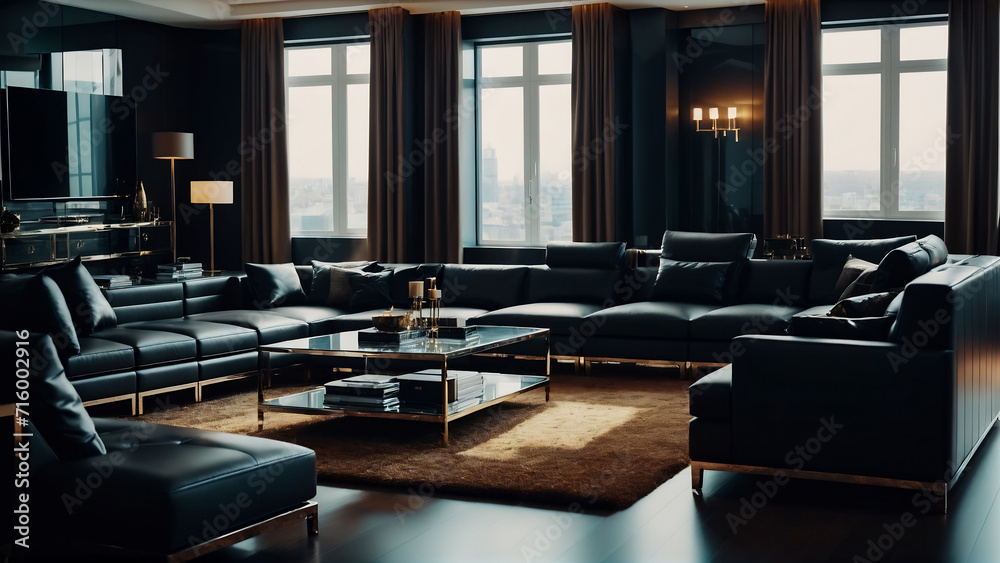 design of a luxurious living room featuring stylish leather furniture design of a luxurious living room featuring stylish leather furniture