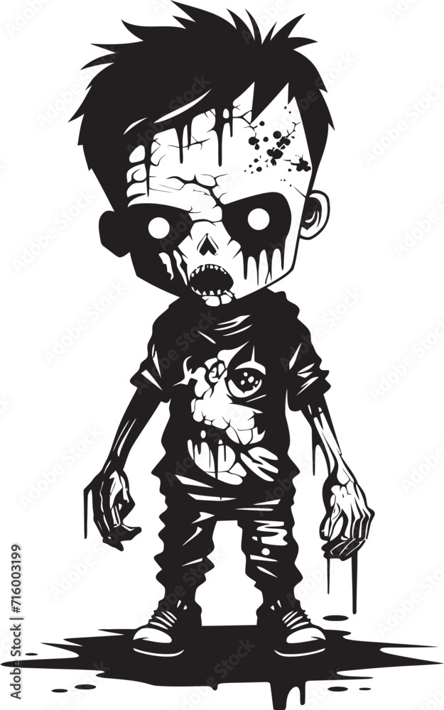 Chilling Children Iconic Black Vector Zombie Kid Emblem Little Nightmares Vector Black Icon Design for Scary Zombie Kid Chilling Children Iconic Black Vector Zombie Kid Emblem Little Nightmares Vector Black Icon Design for Scary Zombie Kid