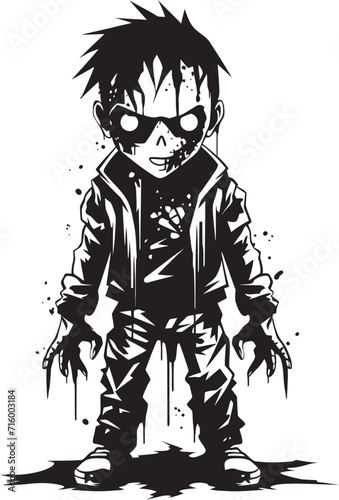 Terrifying Tots Black Icon Design for Scary Zombie Kid Logo in Vector Creepy Child of the Undead Vector Black Icon Design for Scary Zombie Kid