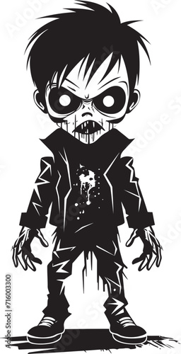 Dreadful Little Ones Iconic Black Vector Zombie Kid Emblem Undead Heirs Black Icon Design for Vector Scary Zombie Kid