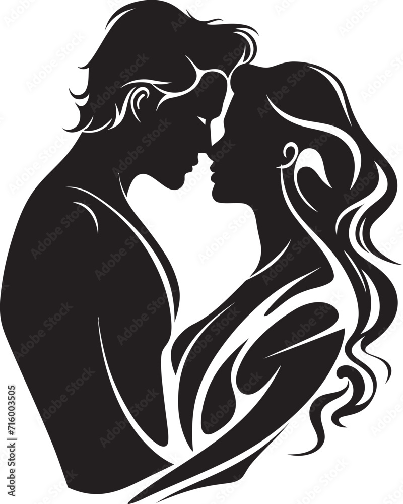 Arousing Affection Black Seductive Couple Logo in Elegant Vector Hypnotic Harmony Vector Black Icon Design for Seductive Couple Logo
