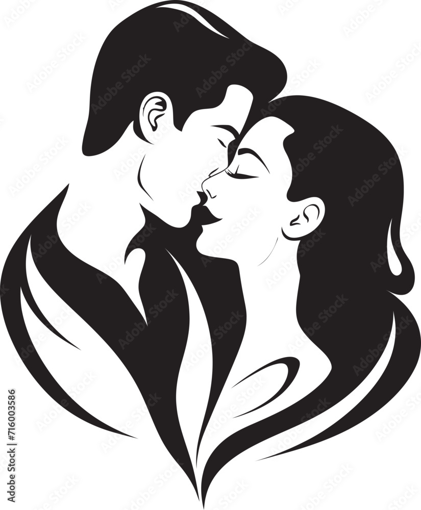 Magnetic Romance Vector Black Seductive Couple Logo Design Intimate Allure Black Icon Design for Seductive Couple in Vector