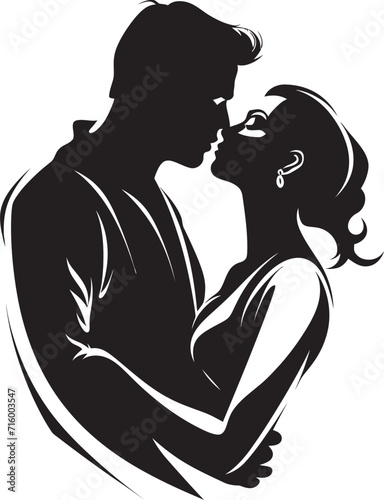 Magnetic Moments Elegant Black Seductive Couple Logo in Vector Seduction Serenade Vector Black Icon Design for Alluring Couple Logo