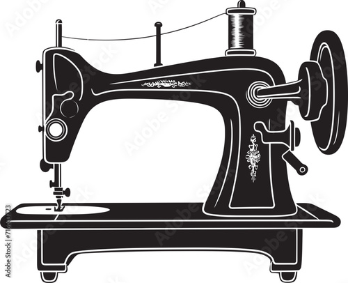 Noir Needlepoint Elegant Vector Design for Black Sewing Machine Sleek Sewing Vector Black Icon Design for Tailored Sewing Machine Logo