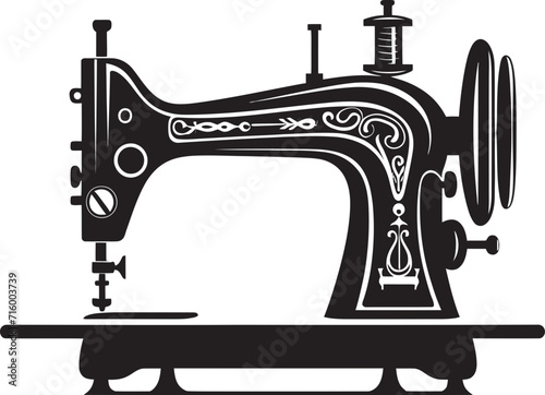 Elegant Embellishments Vector Black Sewing Machine Logo Design Noir Needlecraft Black Icon Design for Sleek Sewing Machine in Vector