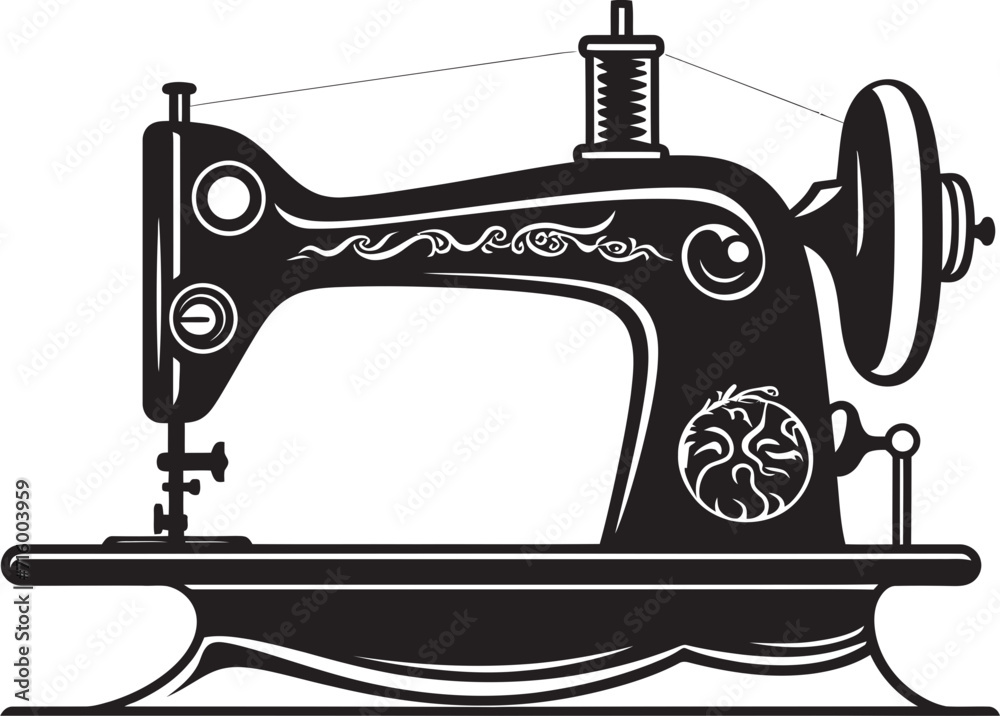 Noir Needlepoint Black Icon Design for Vector Sewing Machine Emblem Precision Purl Vector Black Sewing Machine Logo Design