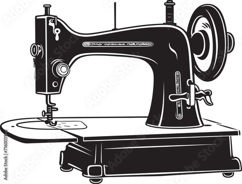 Needlework Noir Vector Black Icon Design for Crafty Sewing Machine Sleek Stitcher Black Iconic Sewing Machine Logo in Vector