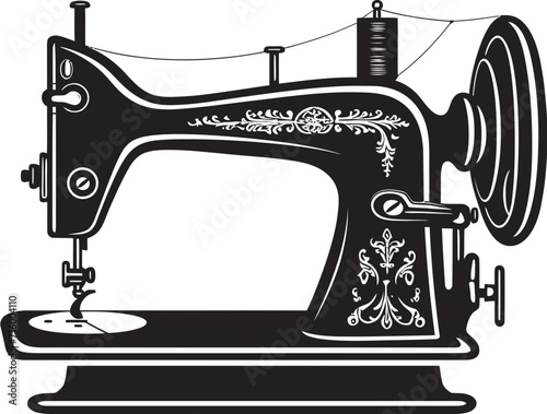 Sleek Stitchery Elegant Black Vector Sewing Machine Logo Noir Needlepoint Vector Black Icon Design for Crafty Sewing Machine