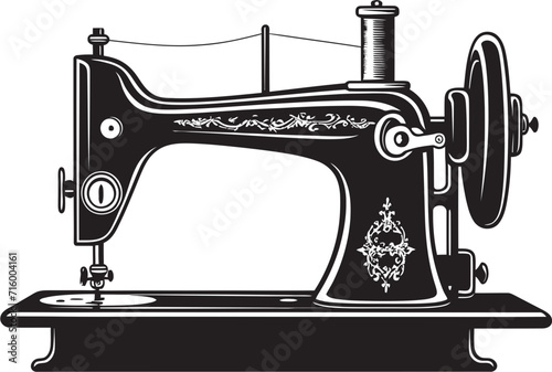 Needlecraft Noir Elegant Vector Design for Black Sewing Machine Elegance in Thread Vector Black Icon Design for Tailored Sewing Machine Logo
