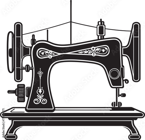 Noir Needlecraft Vector Black Sewing Machine Logo in Elegant Design Sleek Sewing Vector Black Icon Design for Tailored Sewing Machine