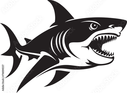 Ocean Guardian Vector Black Icon Design for Shark Logo Sleek Predator Elegant Black Shark Logo in Vector © BABBAN