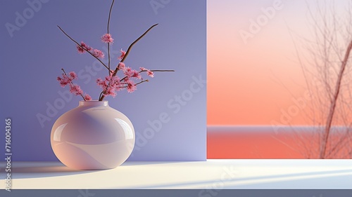 Painting of a pink planet with a moon and mountains in the sky with a red tree in the middle, AI Generative Pro Photo