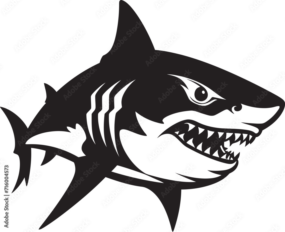 Fototapeta premium Dynamic Depths Elegant Black Shark Logo in Vector Oceanic Sovereignty Vector Black Icon Design for Sleek Shark
