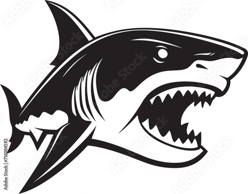 Fierce Fin Vector Black Icon Design for Elegant Shark Logo Underwater Guardian Elegant Black Shark Logo in Vector