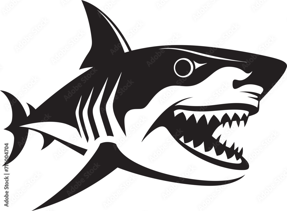 Fototapeta premium Dynamic Depths Elegant Vector Design for Iconic Shark Predatory Majesty Black Iconic Shark Logo in Vector