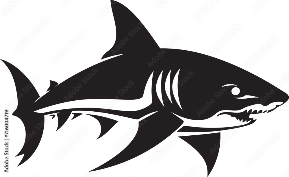 Fototapeta premium Silent Hunter Elegant Vector Design for Black Shark Marine Majesty Vector Black Icon Design for Fearsome Shark