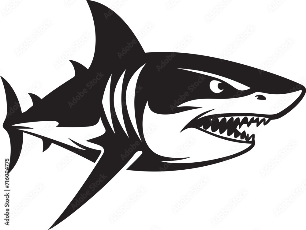 Fototapeta premium Silent Hunter Elegant Black Shark Logo in Vector Marine Majesty Black Icon Design for Vector Shark