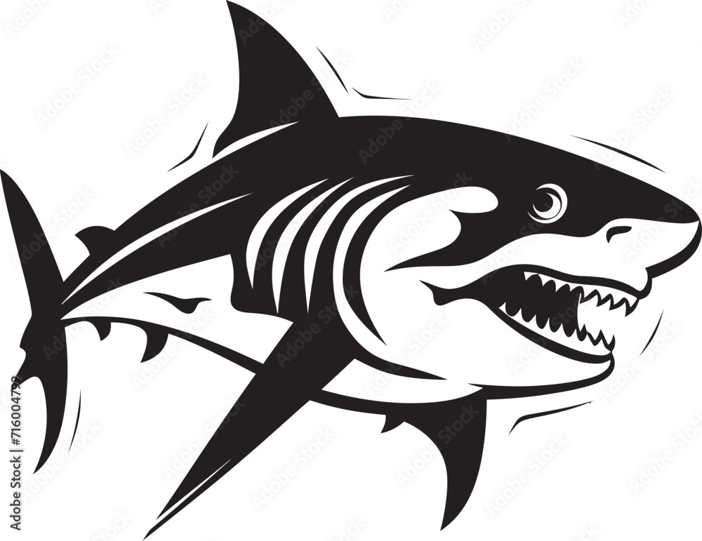 Fototapeta premium Silent Sea Ruler Vector Black Icon Design for Elegant Shark Ferocious Fins Elegant Vector Design for Black Shark