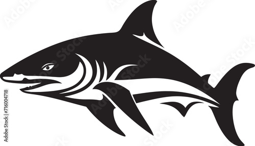 Marine Majesty Vector Black Icon Design for Fearsome Shark Abyssal Dominance Elegant Black Shark Logo in Vector