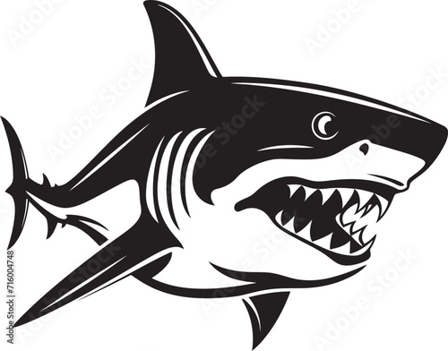 Fierce Fin Vector Black Icon Design for Iconic Shark Emblem Underwater Guardian Black Iconic Shark Logo in Vector