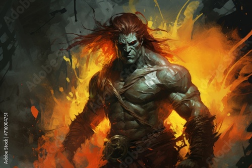 Hulking half-orc warrior - Generative AI