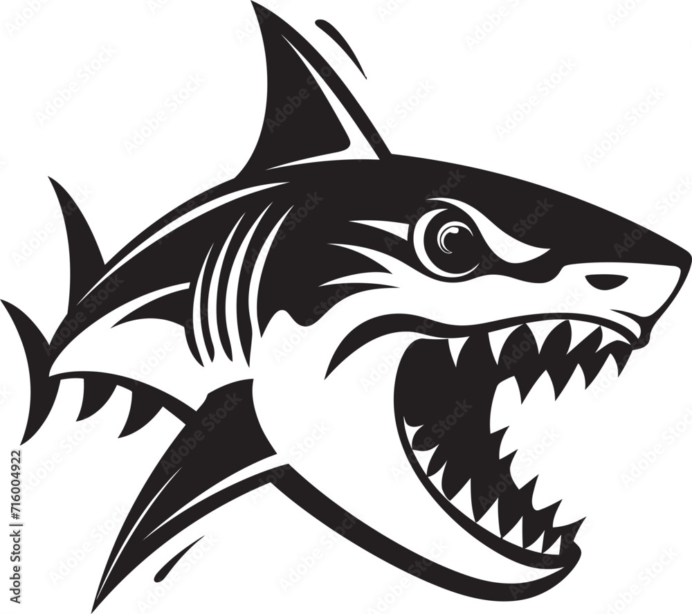 Obraz premium Silent Sea Ruler Vector Black Icon Design for Majestic Shark Ferocious Fins Elegant Vector Design for Black Shark