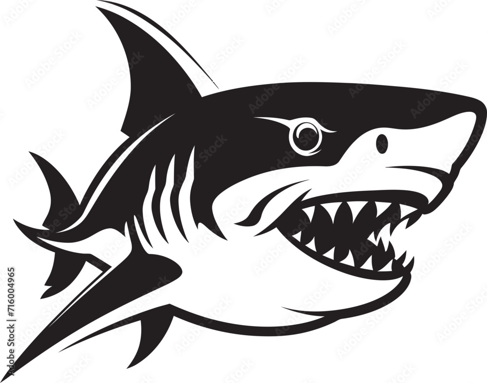 Fototapeta premium Elegant Aquatic Apex Black Iconic Shark Logo in Vector Silent Sea Ruler Elegant Vector Design for Dynamic Shark