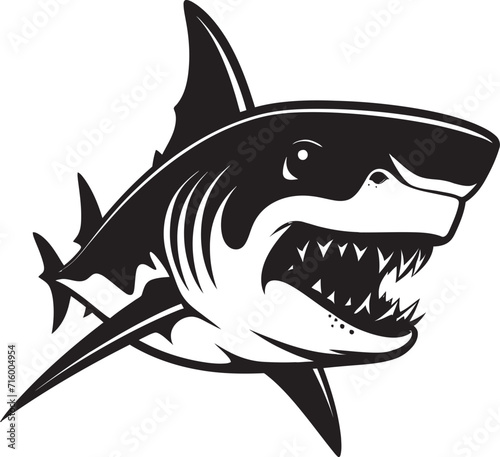 Fierce Fin Vector Black Icon Design for Elegant Shark Logo Underwater Guardian Elegant Black Shark Logo in Vector