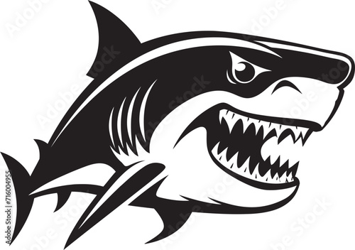 Sleek Predator Vector Black Icon Design for Dynamic Shark Oceanic Vigilance Black Iconic Shark Emblem Design