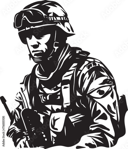 Wallpaper Mural Tactical Defender Elegant Soldier Holding Gun in Vector Black Icon Strategic Vigilance Vector Black Soldier with Gun Emblem Design Torontodigital.ca
