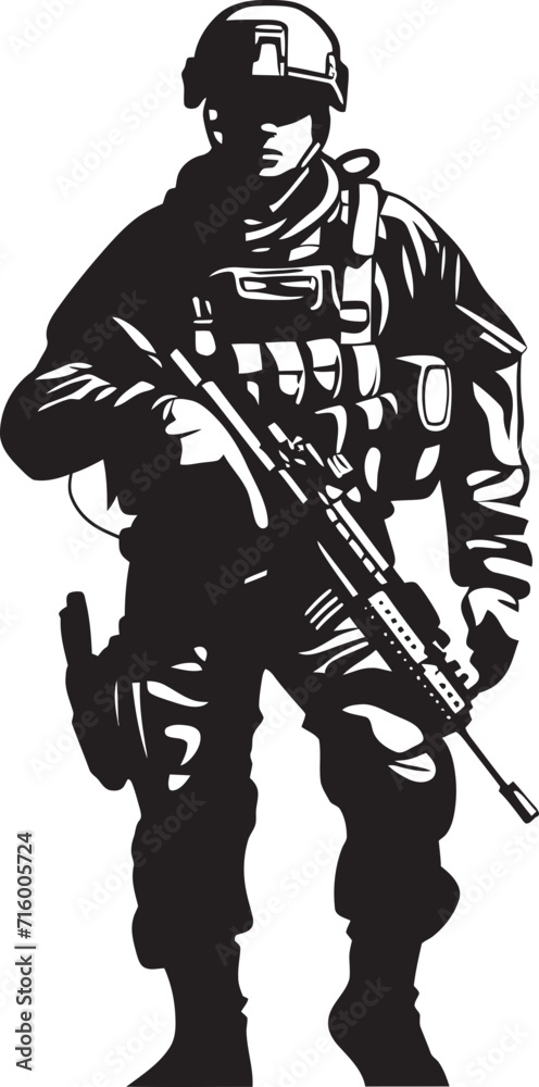 Strategic Vigilance Vector Black Iconic Soldier with Gun in Elegant Design Combat Defender Elegant Black Icon Design for Soldier Holding Gun Strategic Vigilance Vector Black Iconic Soldier with Gun in Elegant Design Combat Defender Elegant Black Icon Design for Soldier Holding Gun