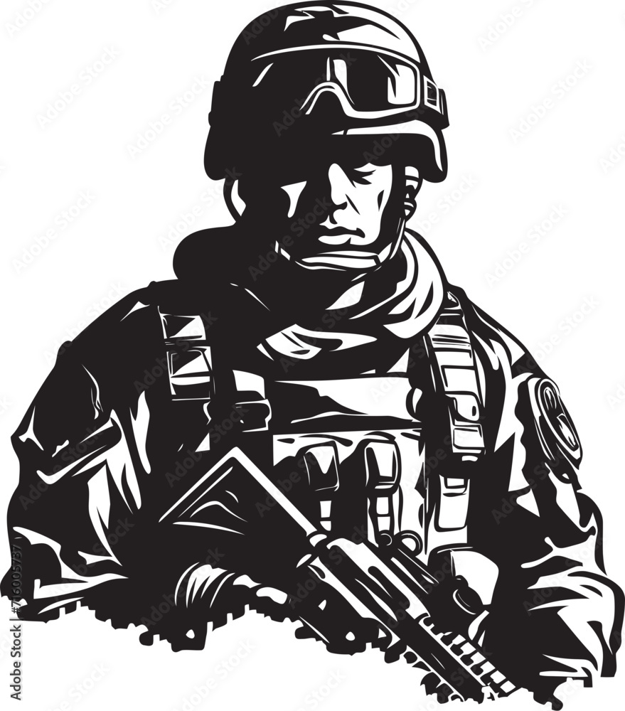 Strategic Defender Elegant Vector Soldier with Gun Emblem Combat Guardian Vector Black Iconic Soldier with Gun Emblem in Elegant Design Strategic Defender Elegant Vector Soldier with Gun Emblem Combat Guardian Vector Black Iconic Soldier with Gun Emblem in Elegant Design