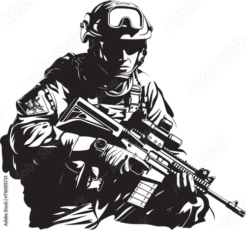 Wallpaper Mural Combat Defender Elegant Black Icon Design for Soldier Holding Gun Tactical Precision Vector Soldier with Gun Black Icon Design Torontodigital.ca