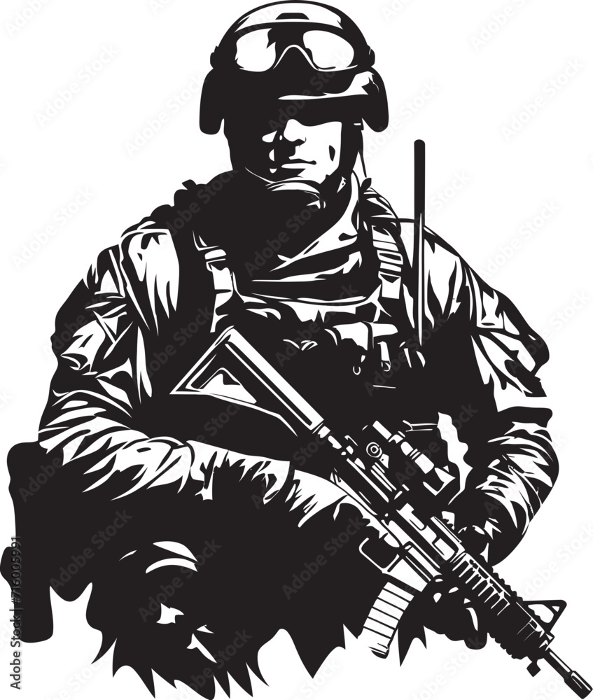 Combat Precision Vector Soldier with Gun Black Icon in Elegant Design Tactical Guardian Elegant Black Icon Design for Soldier with Gun Combat Precision Vector Soldier with Gun Black Icon in Elegant Design Tactical Guardian Elegant Black Icon Design for Soldier with Gun