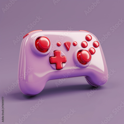 A video game controller 3d rendered, blue and pink 3d illustration