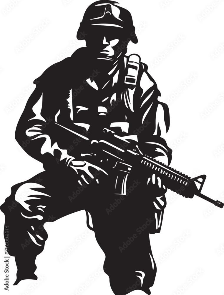 Armed Sentinel Vector Soldier with Gun Black Icon Design Battle Ready Vigilance Black Icon Design for Elegant Vector Soldier Holding Gun Armed Sentinel Vector Soldier with Gun Black Icon Design Battle Ready Vigilance Black Icon Design for Elegant Vector Soldier Holding Gun
