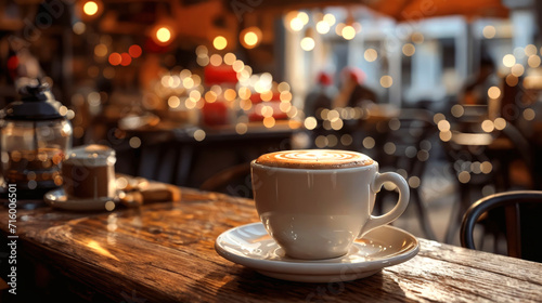 cafe eating a continental breakfast of coffee and croissants in Florence  Italy