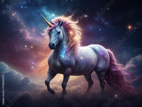 Celestial Harmony: A Cosmic Dreamer Unicorn in the Nebula Realm