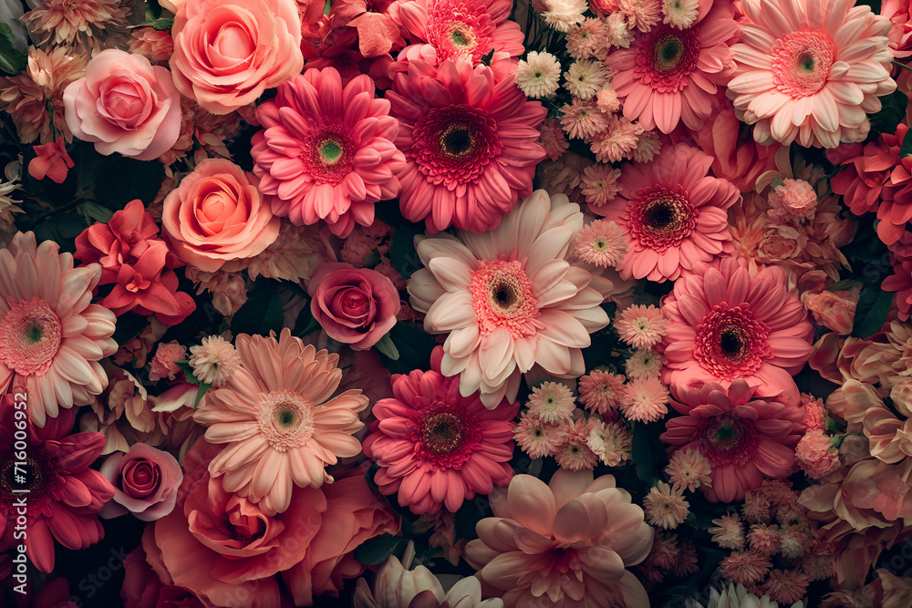 a lot of mix flowers lying next to each other, background a lot of mix flowers lying next to each other, background