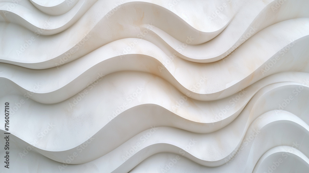 Obraz premium Flowing White Molded Design Rhythmic Contours of Smooth White Stone